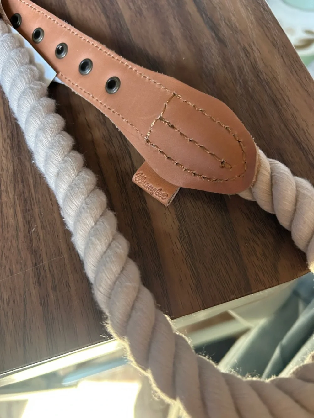 Wrangler Rope Leather Trim Pet Collar NEW Size Large 18”-24” 50-90 lbs